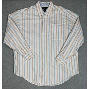 Naturalife Shirt Mens XL Button Down Striped Long Sleeve Blue Orange White